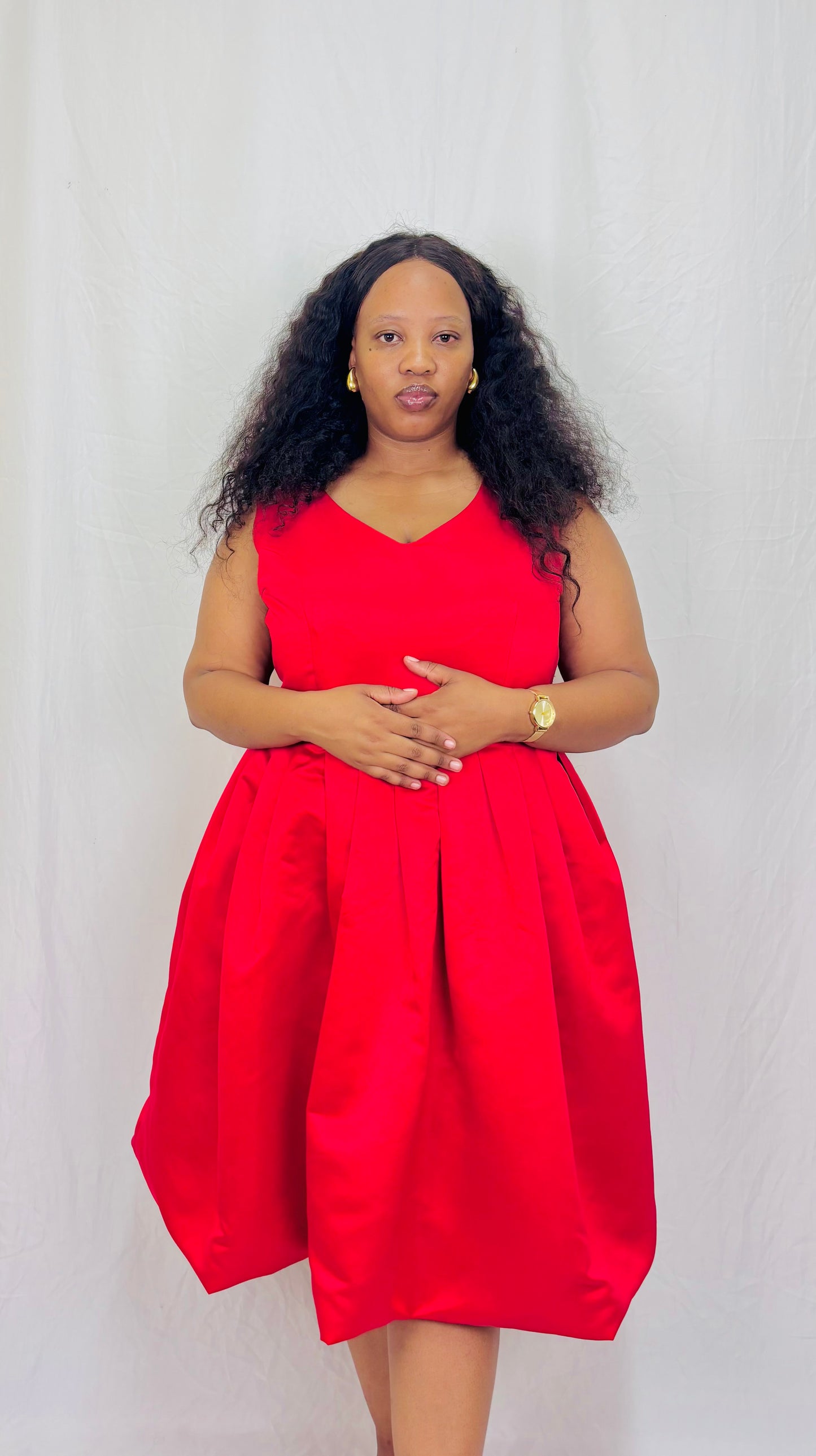 Pleated Satin Dress