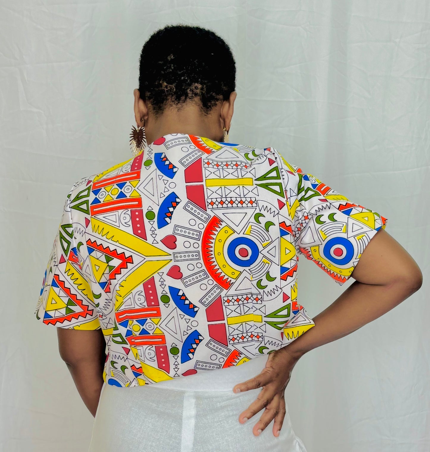 Geometrical Print cropped coat