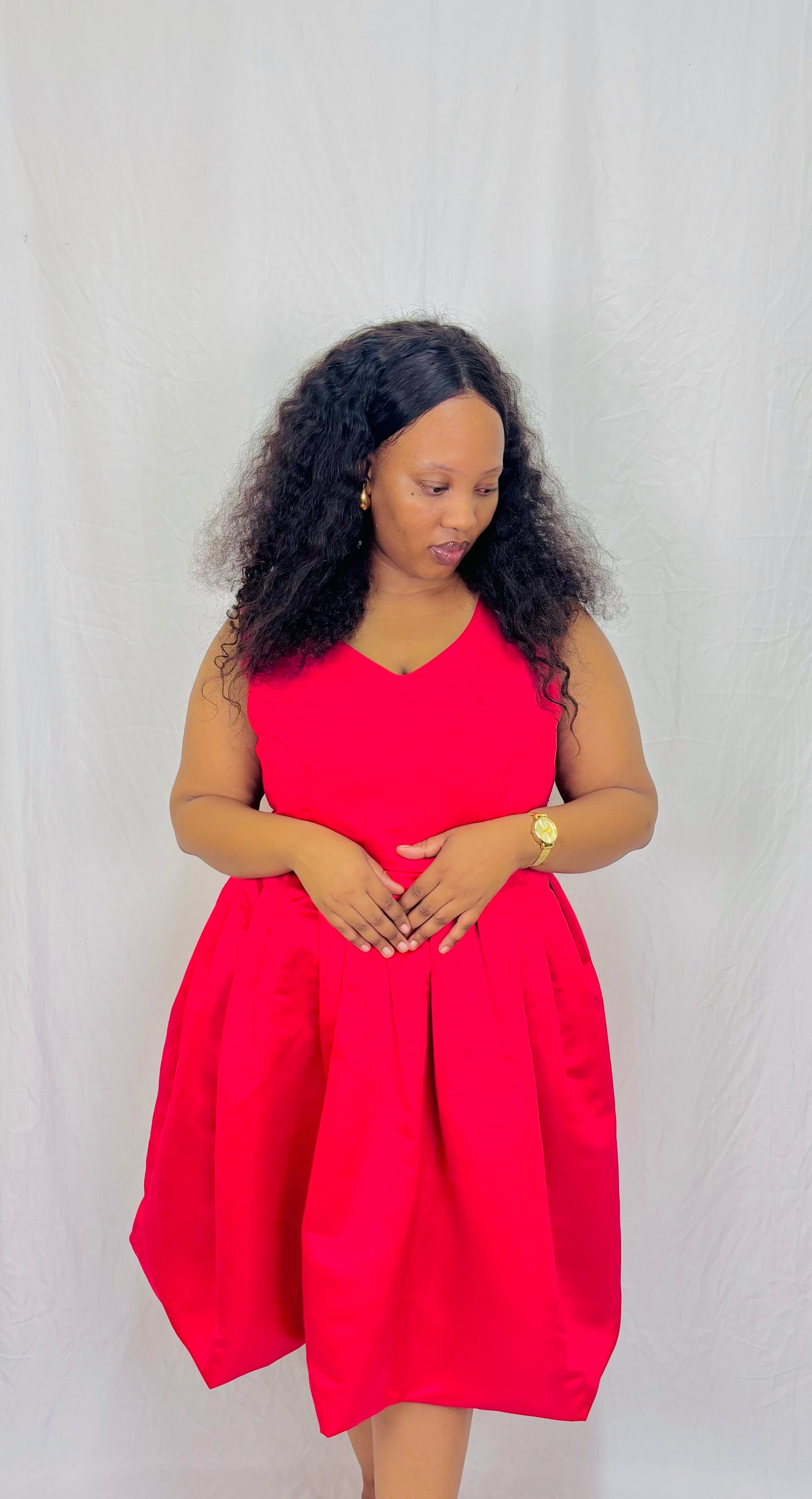 Pleated Satin Dress