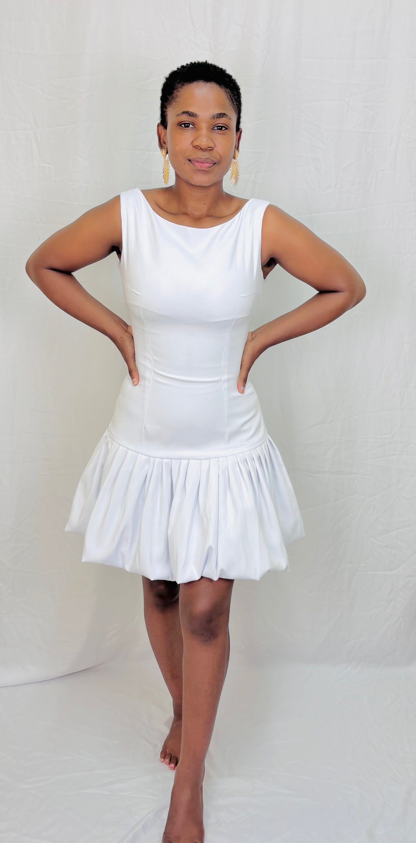 Pleats and bubble, short dress