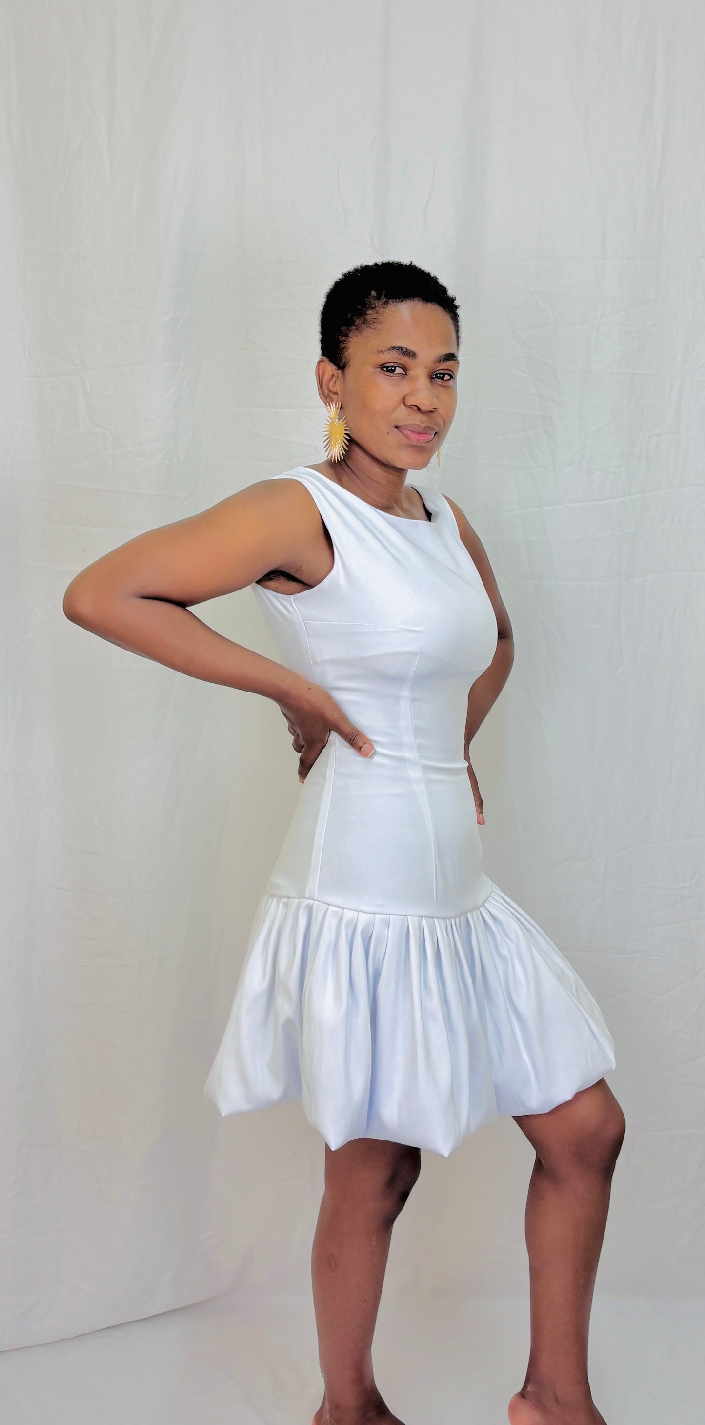 Pleats and bubble, short dress