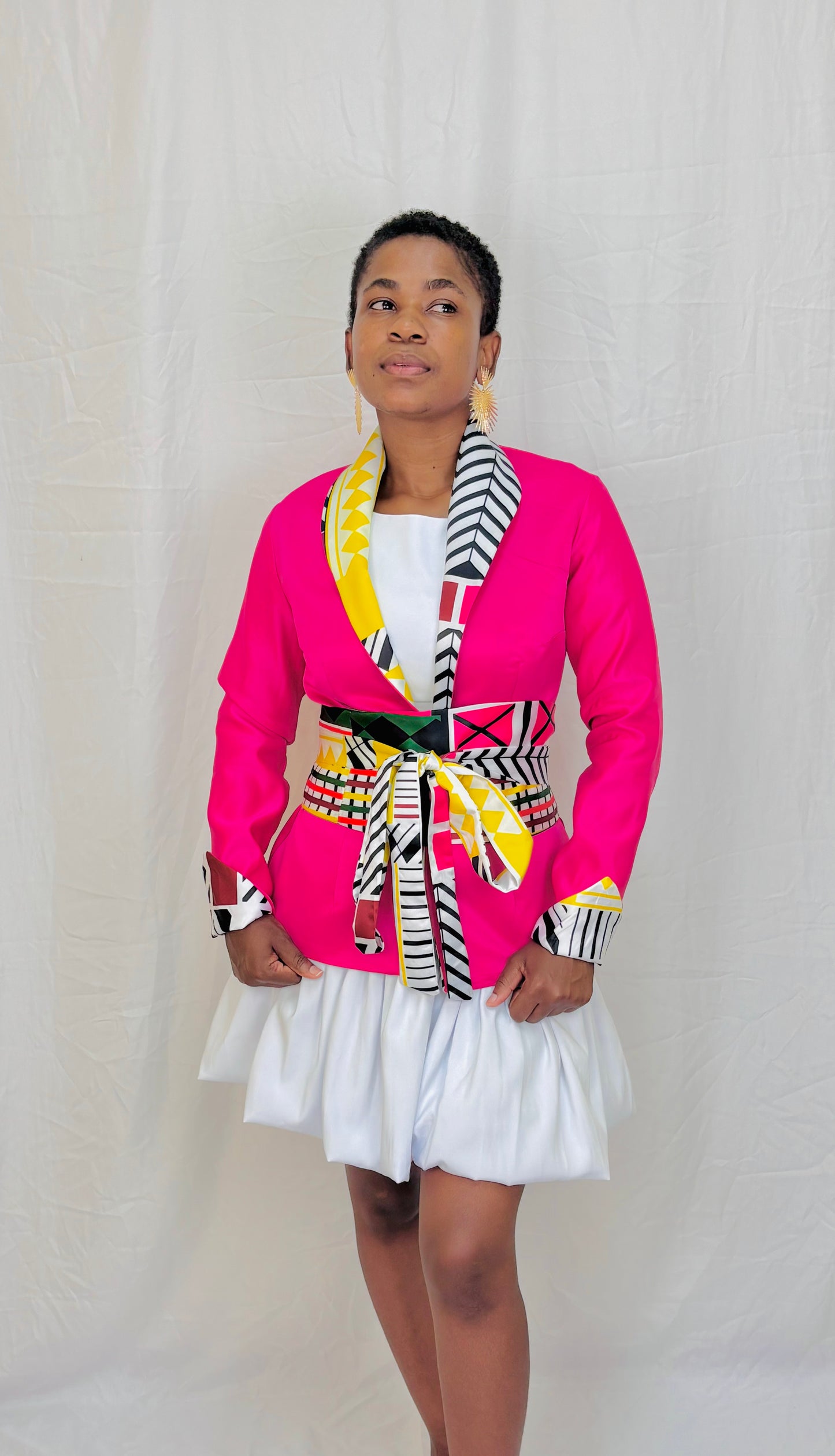 Belted Satin Blazer.