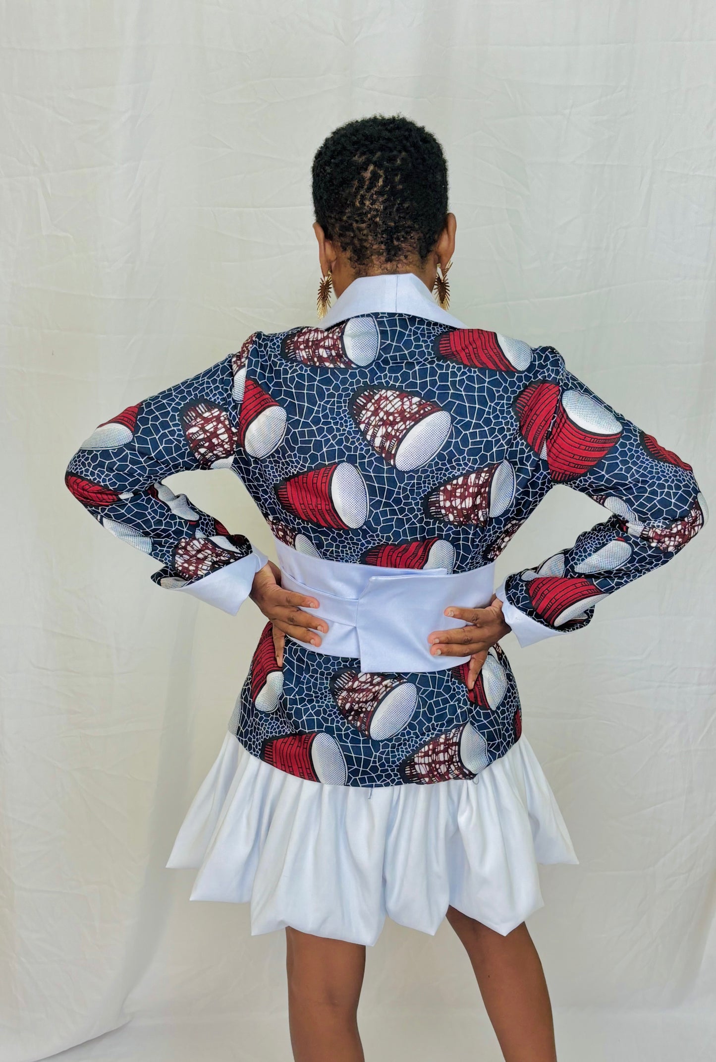 Belted African Print Blazer