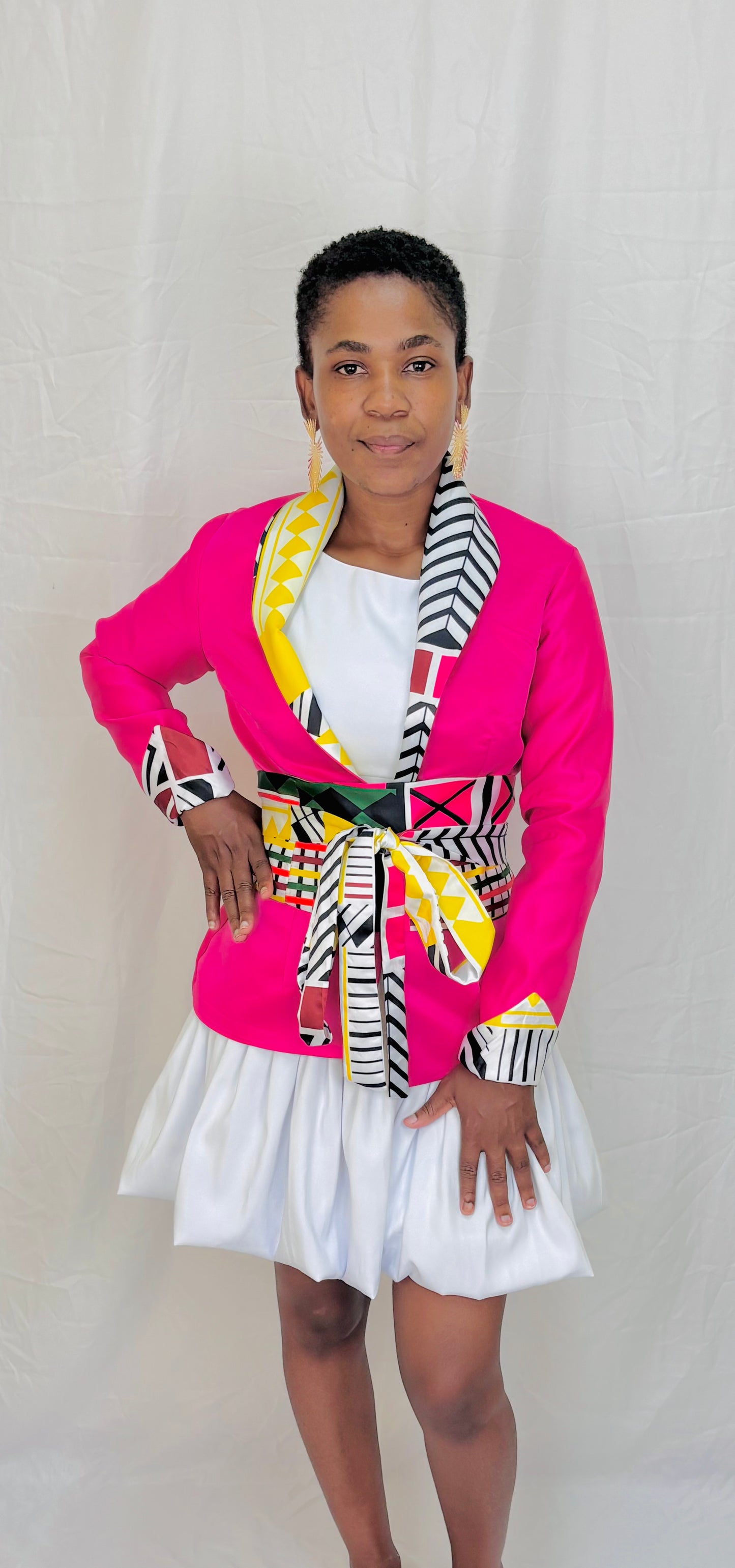 Belted Satin Blazer.
