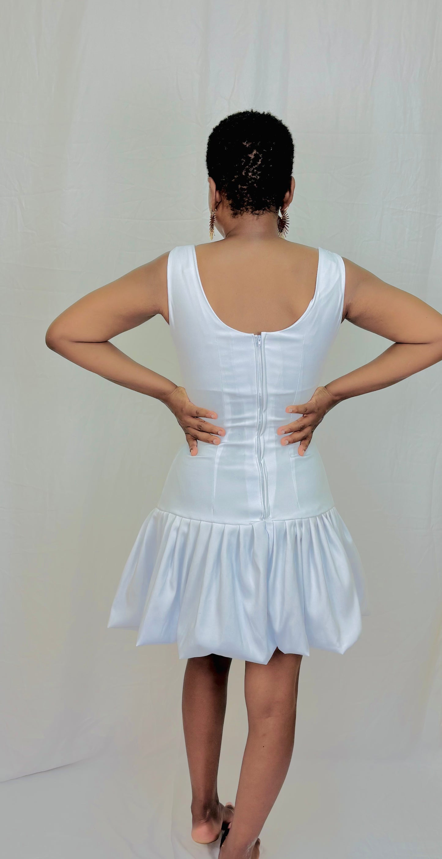 Pleats and bubble, short dress