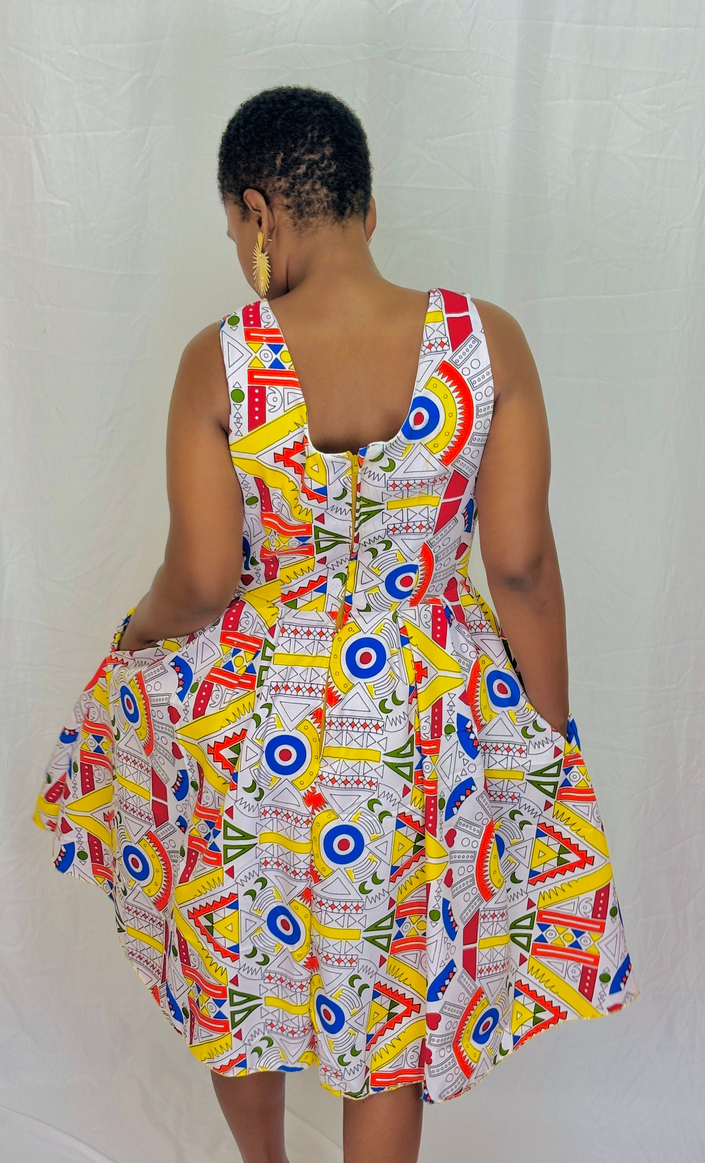 African Print Pleated Dress