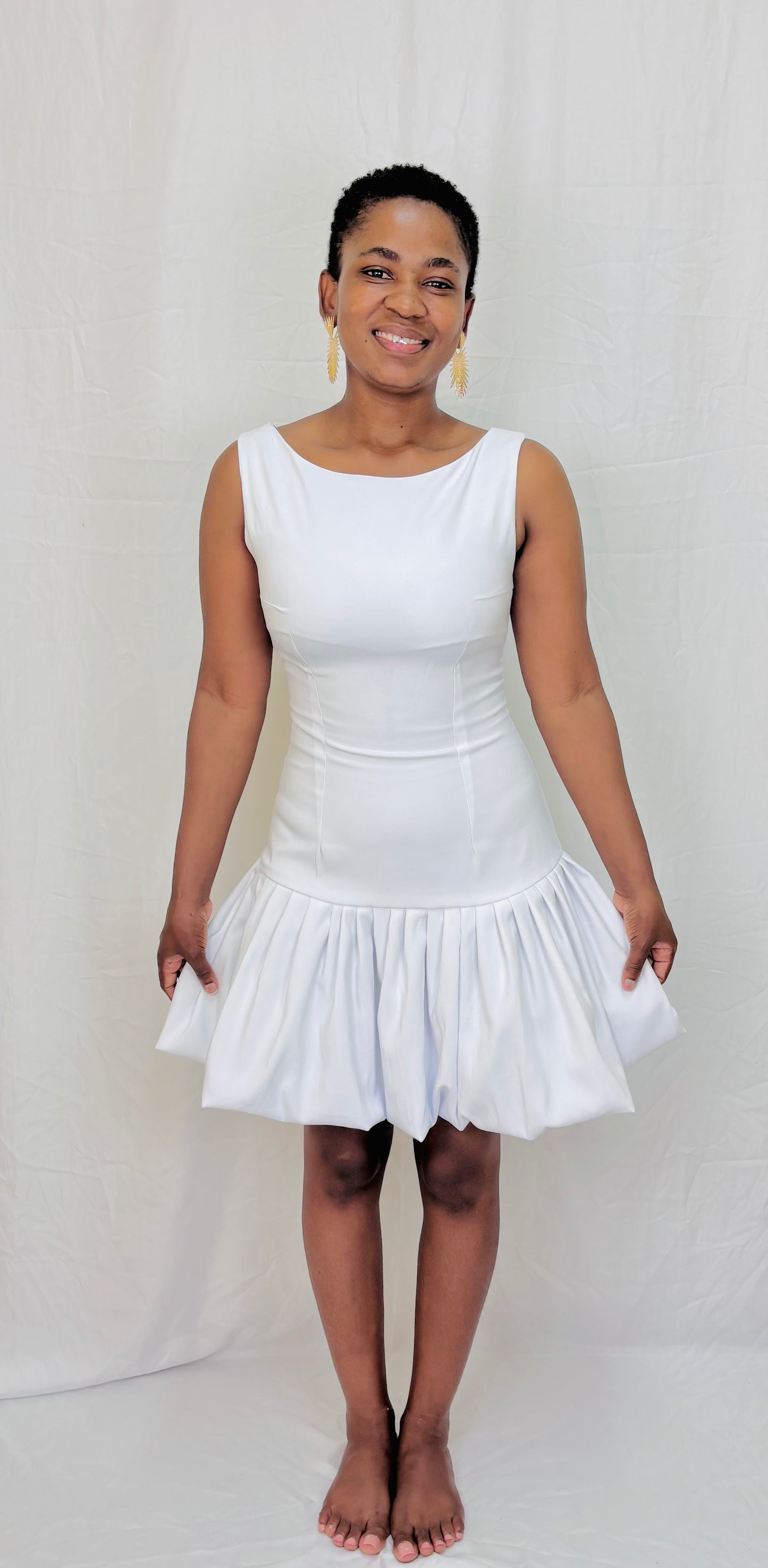 Pleats and bubble, short dress